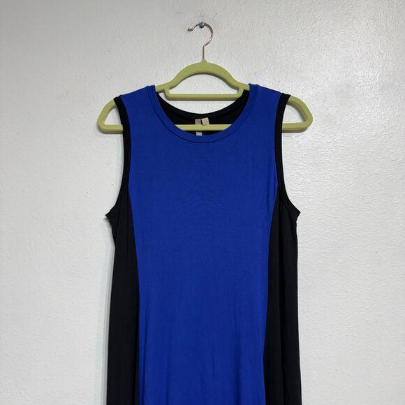 Comfy USA Blue Colorblock Midi Dress Sz L - Picture 3 of 11